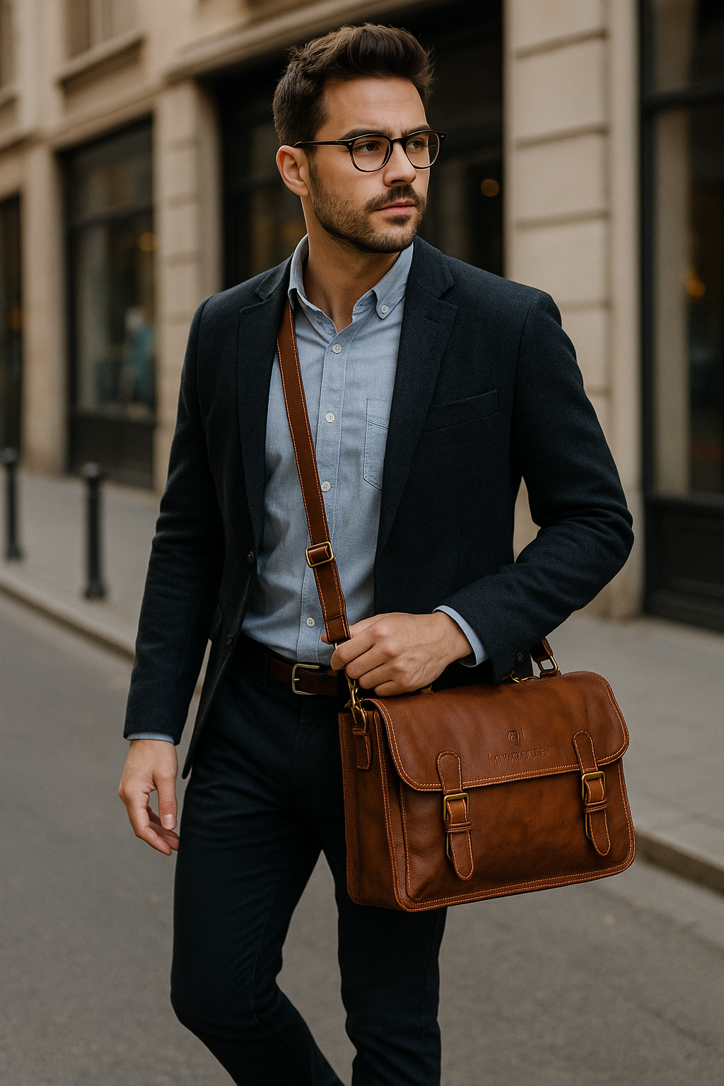 leather messenger bag for office- men