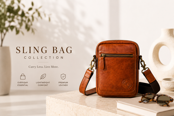 Leather sling bags and crossbody bags for men and women - hand-stitched in Goa - Hema Emporium