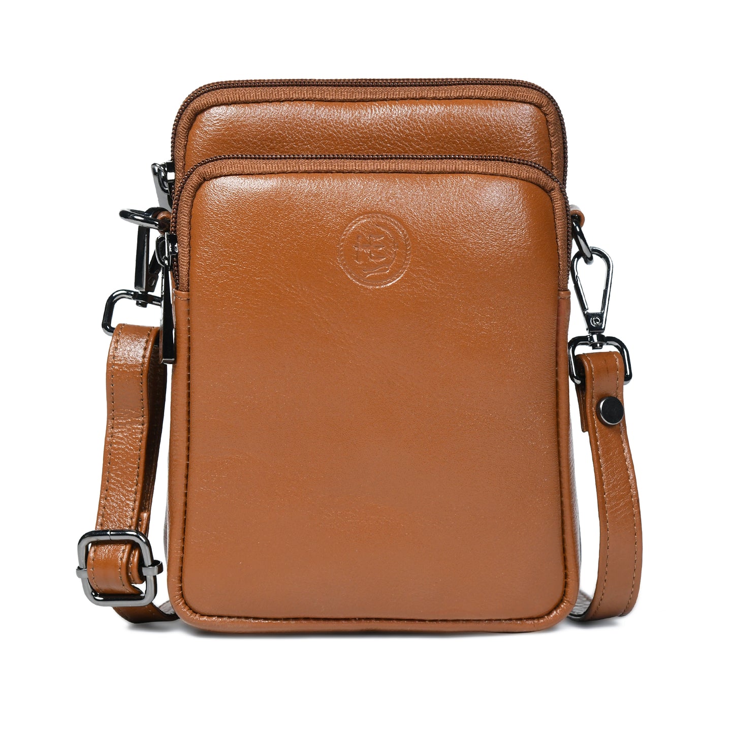Classic Leather Mobile Sling Bag - Brown