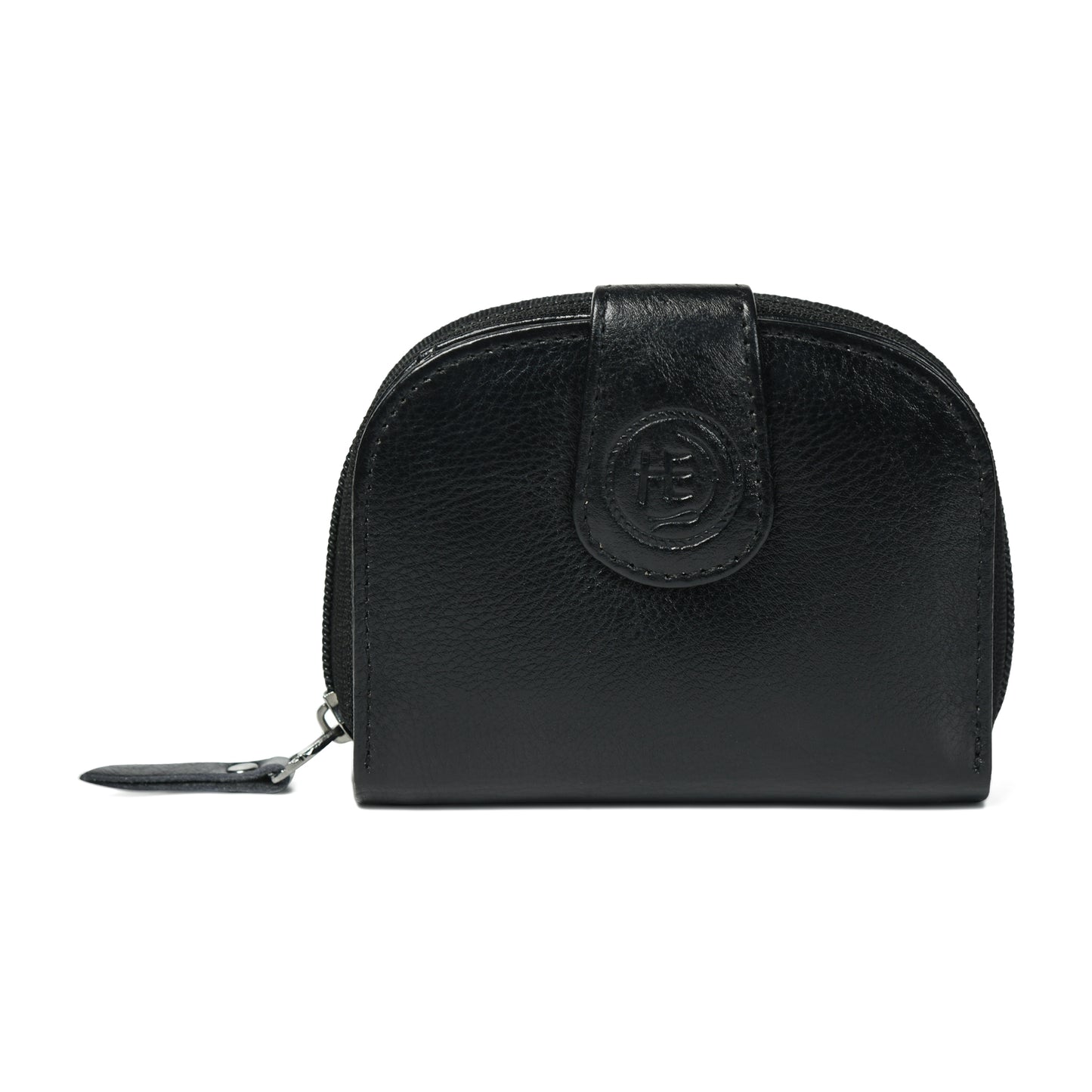 Leather Zip Card Wallet - Black
