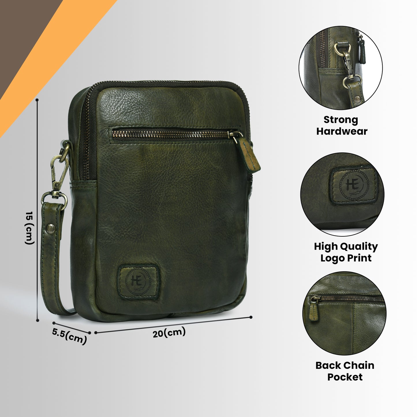 Mini square Messenger Bag - Olive Green