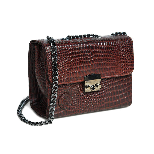 Croc Charm Crossbody Bag - Maroon