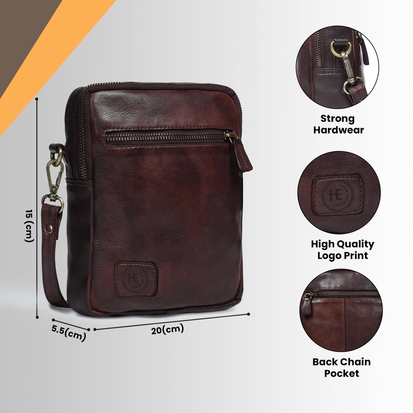 Mini square Messenger Bag - Dark Brown