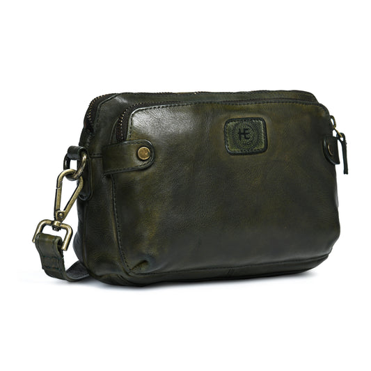 Compact leather Bag - Olive Green