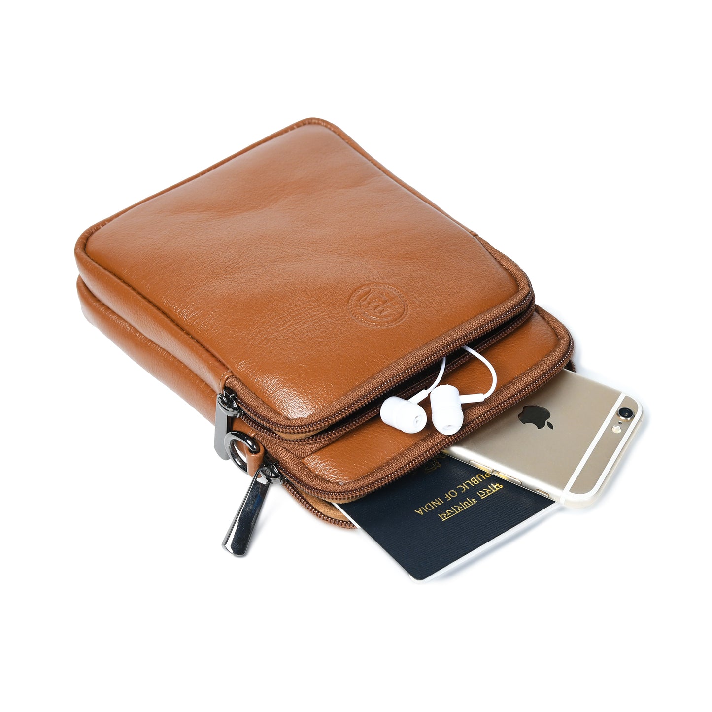 Classic Leather Mobile Sling Bag - Brown
