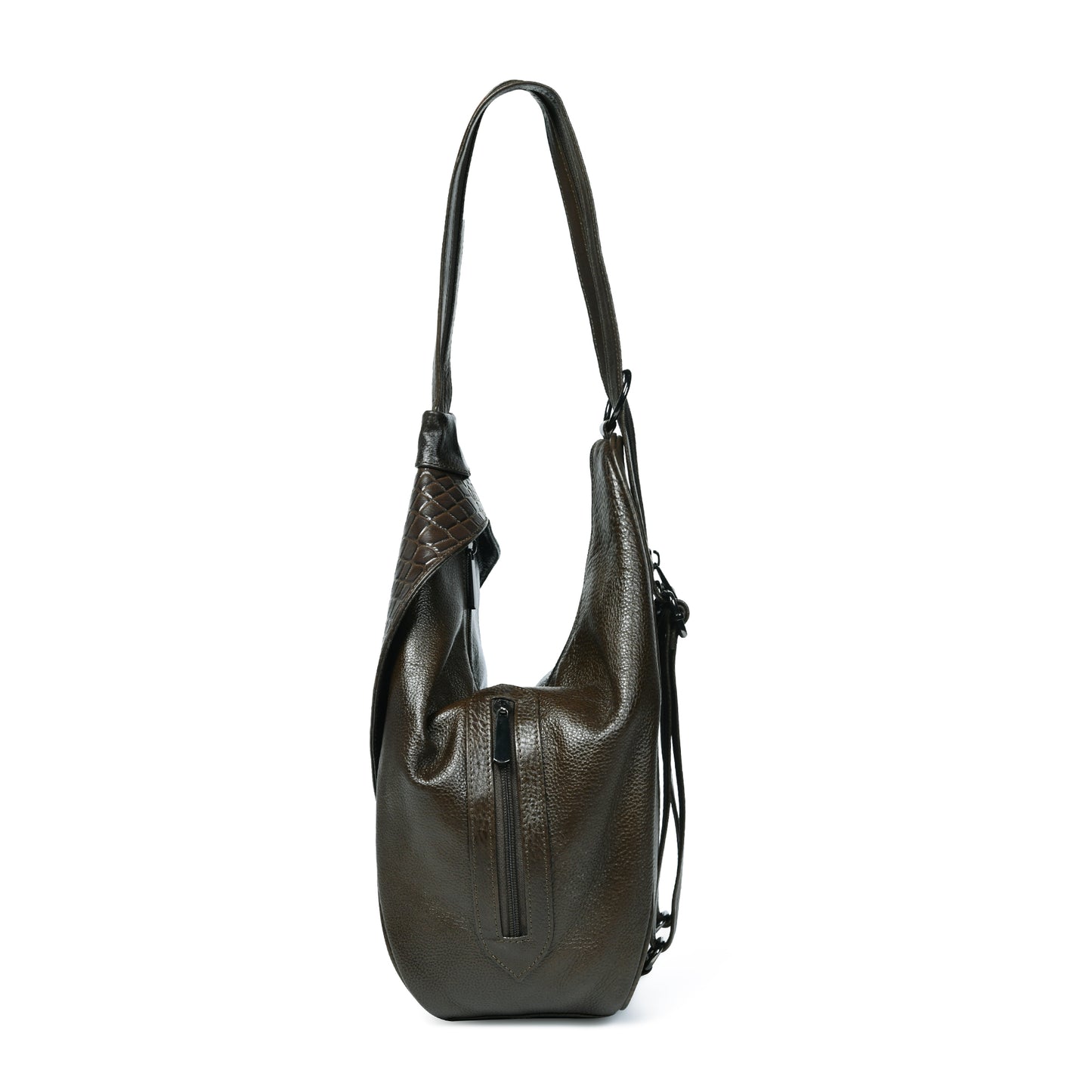 2 in 1 Leather Women Backpack and Shoulder Bag - Mehndi Brown