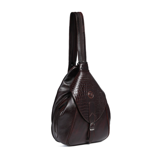 2 in 1 Leather Women Backpack and Shoulder Bag - Dark Brown