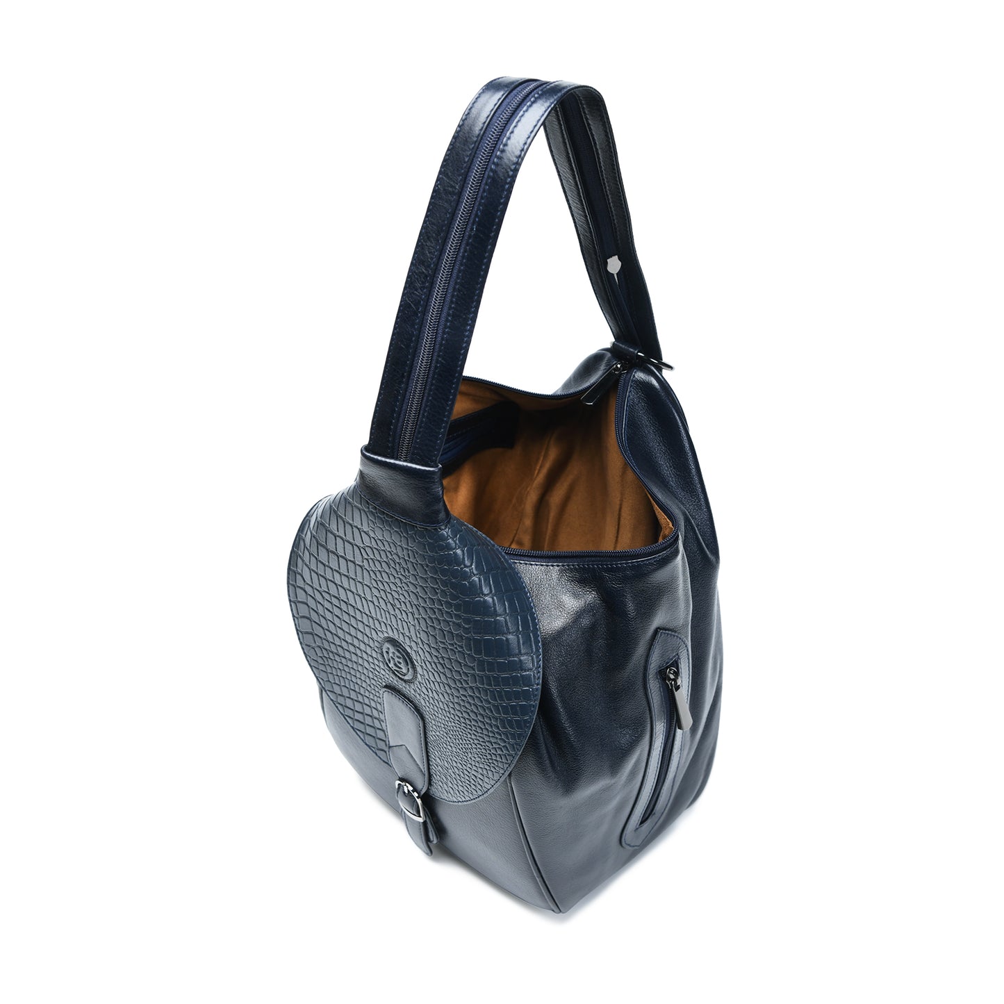 2 in 1 Leather Women Backpack and Shoulder Bag - Navy