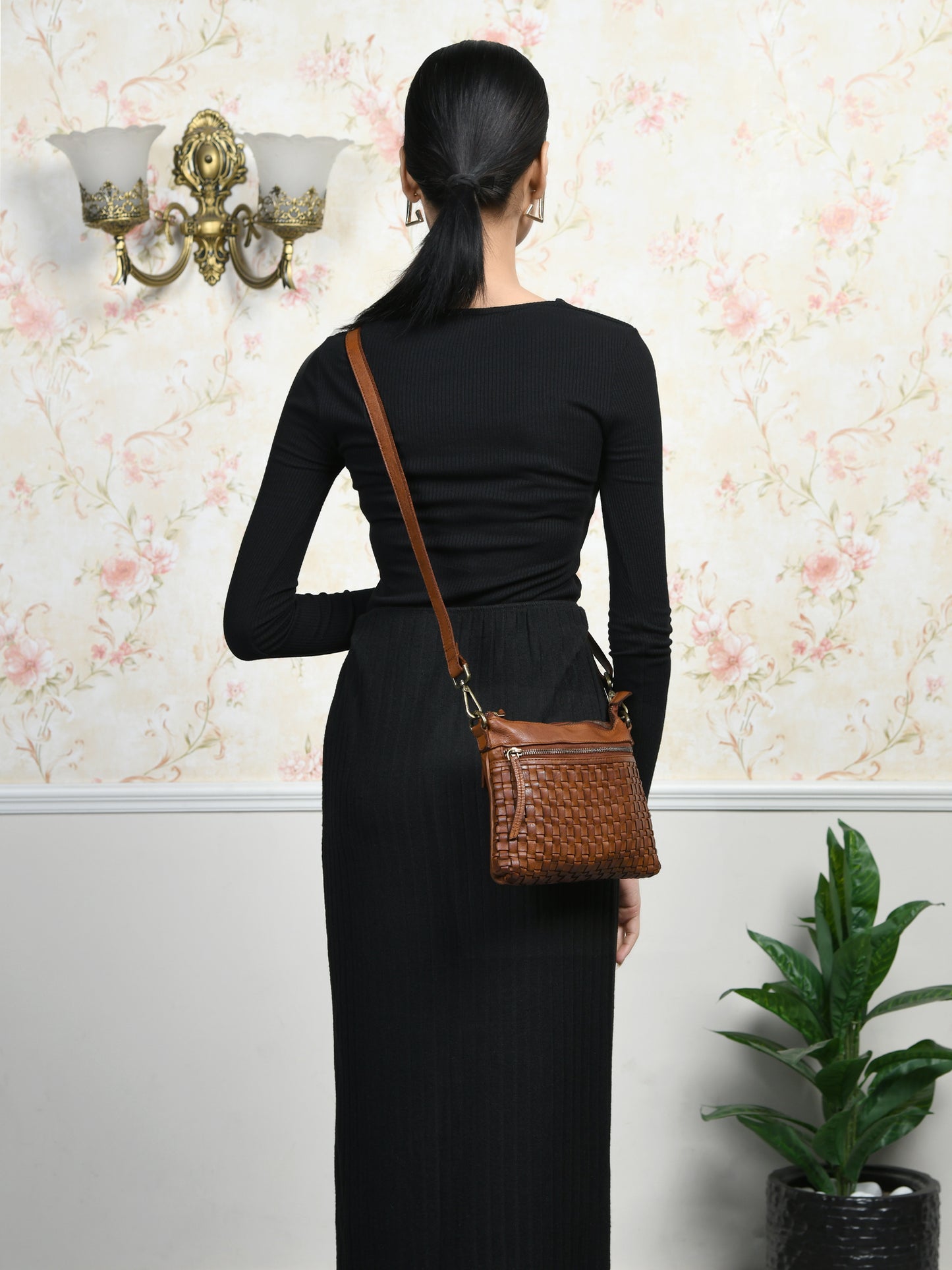 Woven Leather Bag - Tan Brown