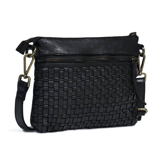 Woven Leather Bag - Black