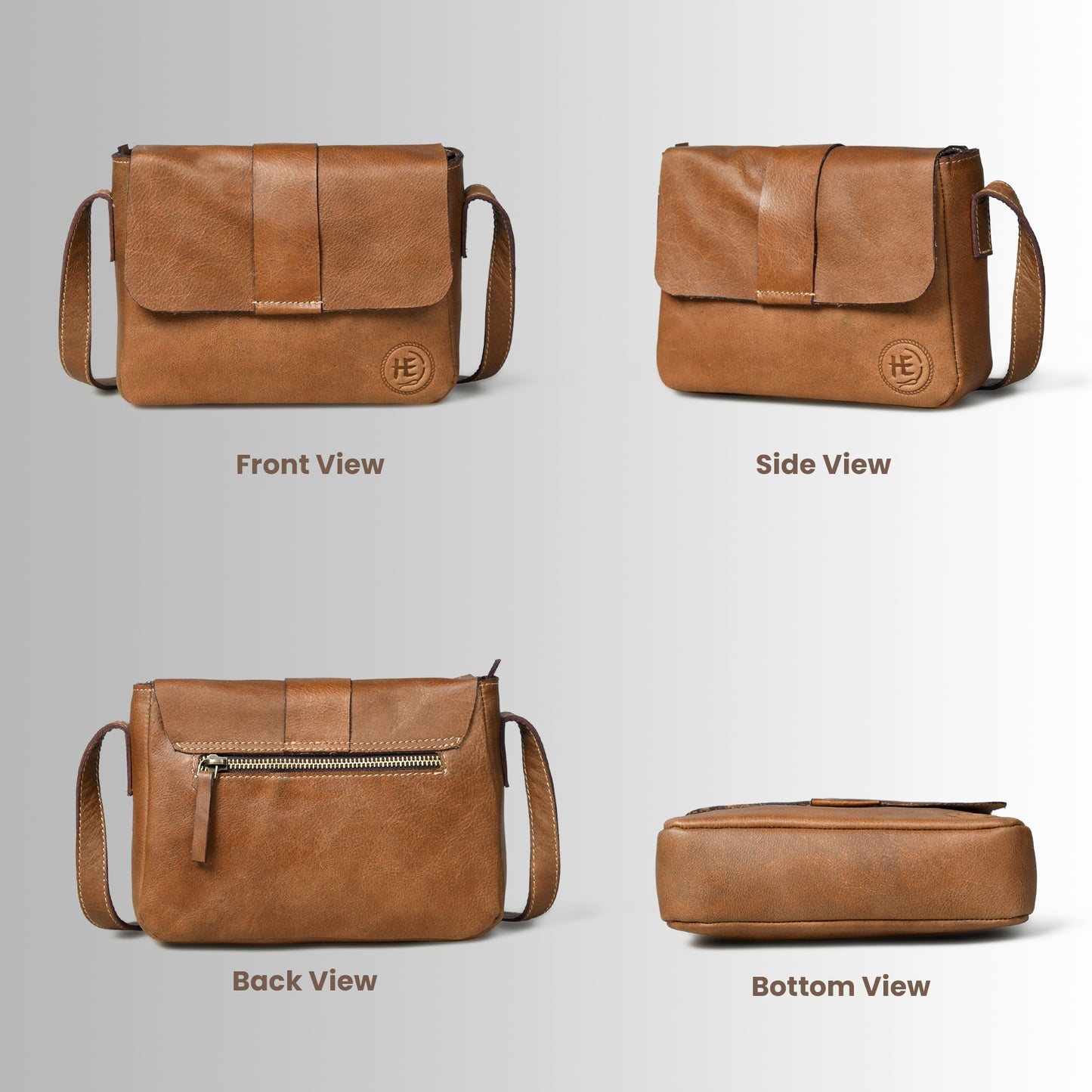 Minimalist Leather Bag for Women - Tan Brown
