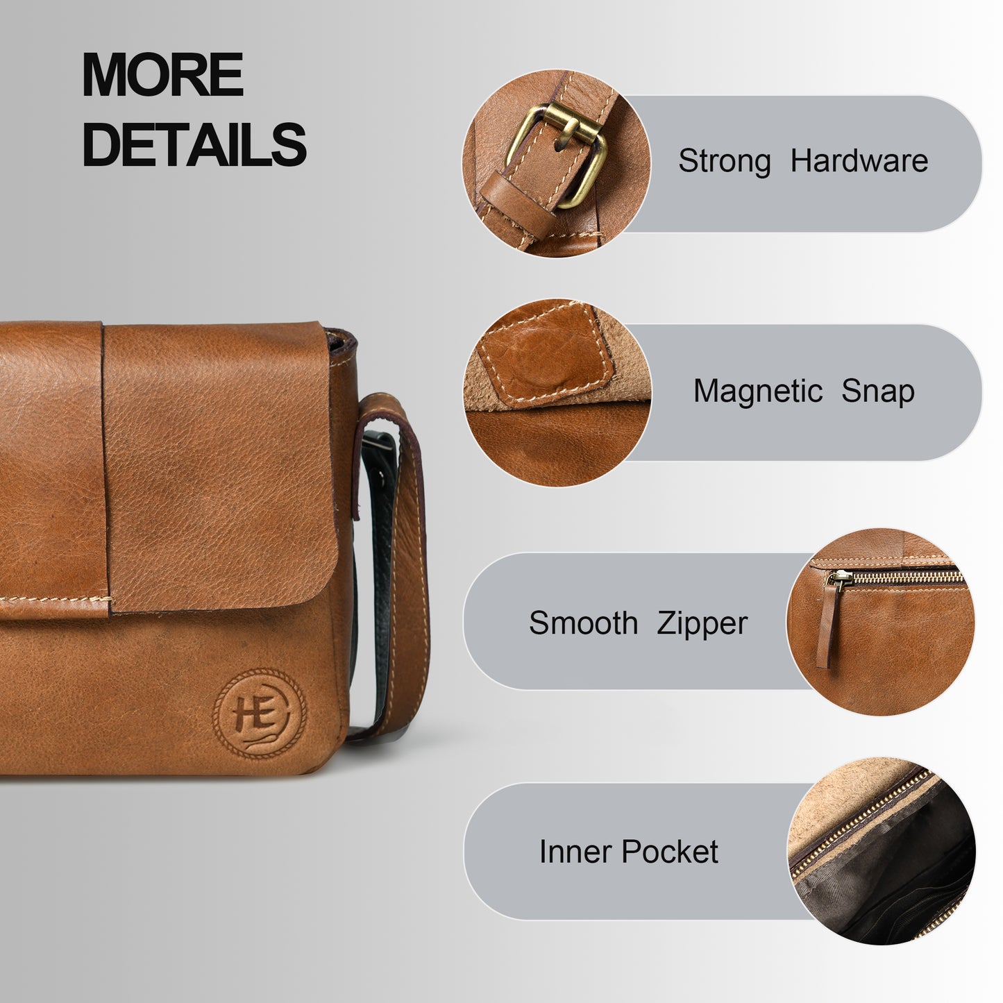 Minimalist Leather Bag for Women - Tan Brown