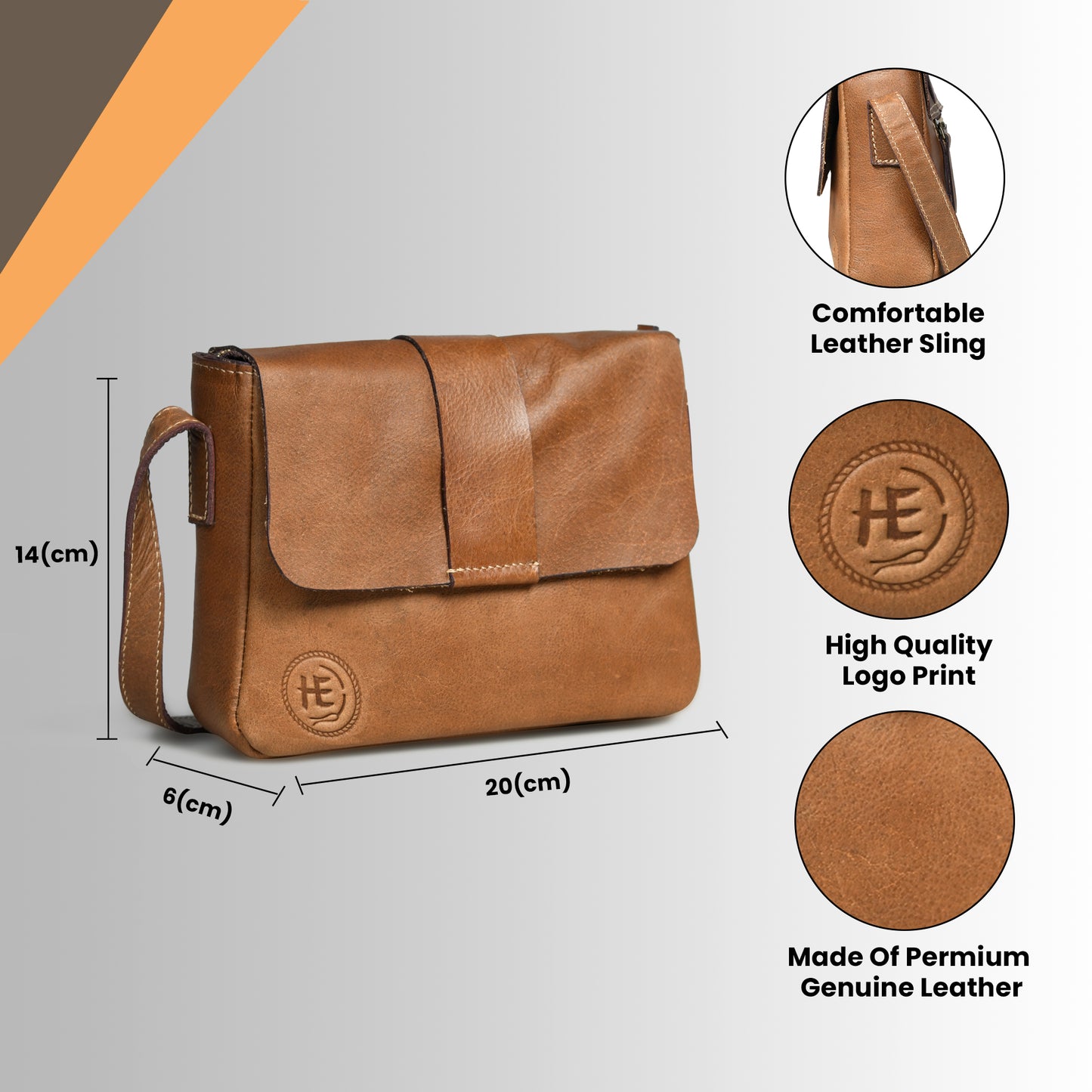 Minimalist Leather Bag for Women - Tan Brown