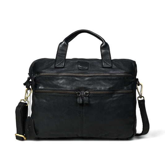 Classic Leather Laptop Bag - Black