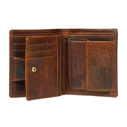 Vintage Brown Trifold ID Wallet