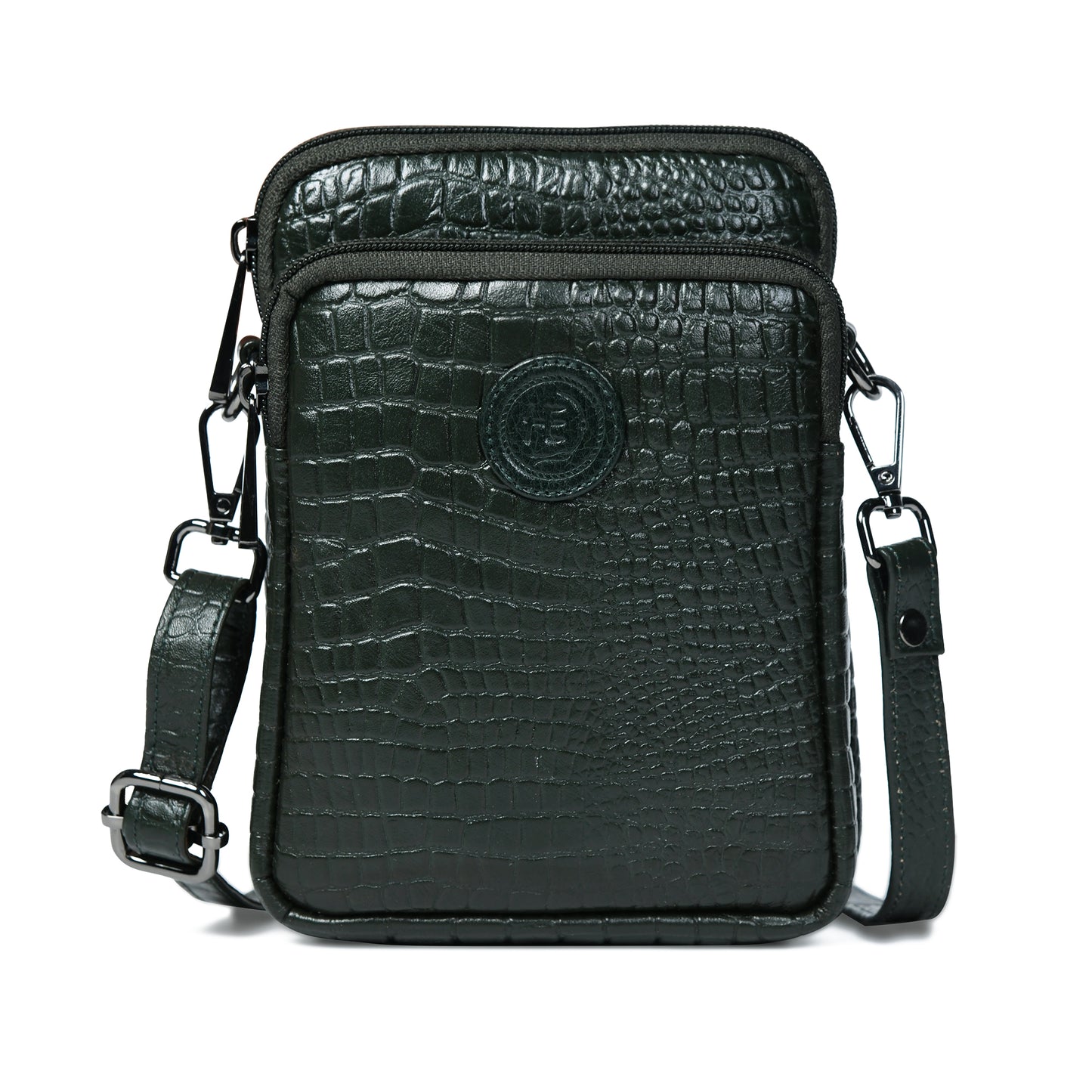 Croc Emposed Sling Bag - Forest Green