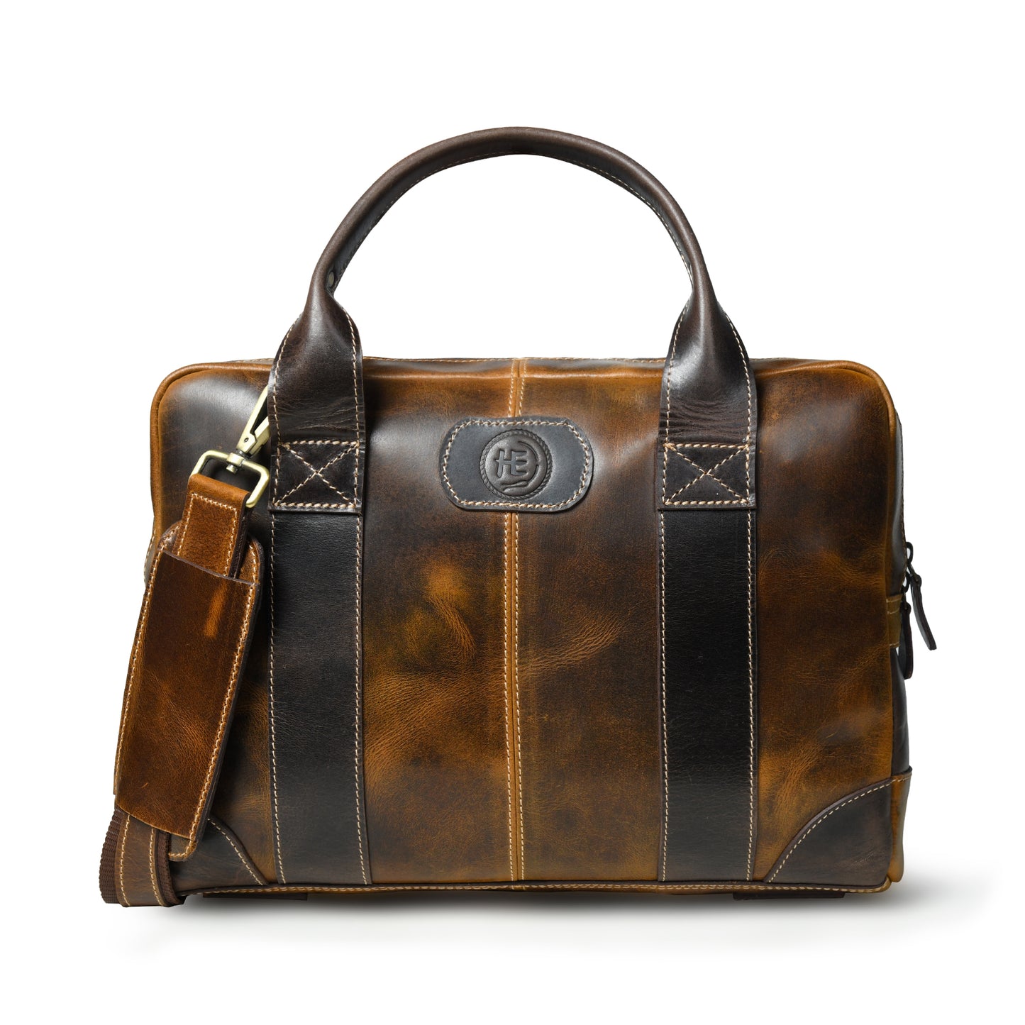 StratoCore Leather Laptop Messenger Bag - Tan Brown