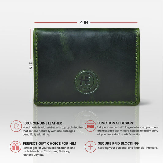 SafeSlip Leather Wallet - Forest Green