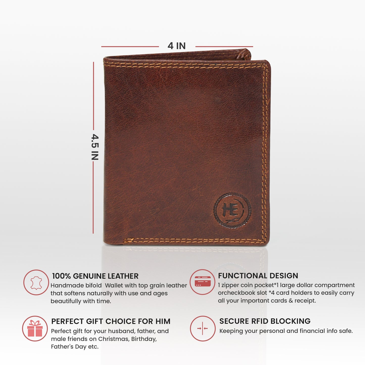 Vintage Tan Brown Trifold ID Wallet