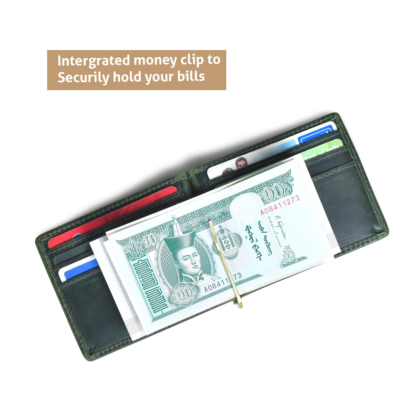 SafeCarry Leather Wallet - Olive Green
