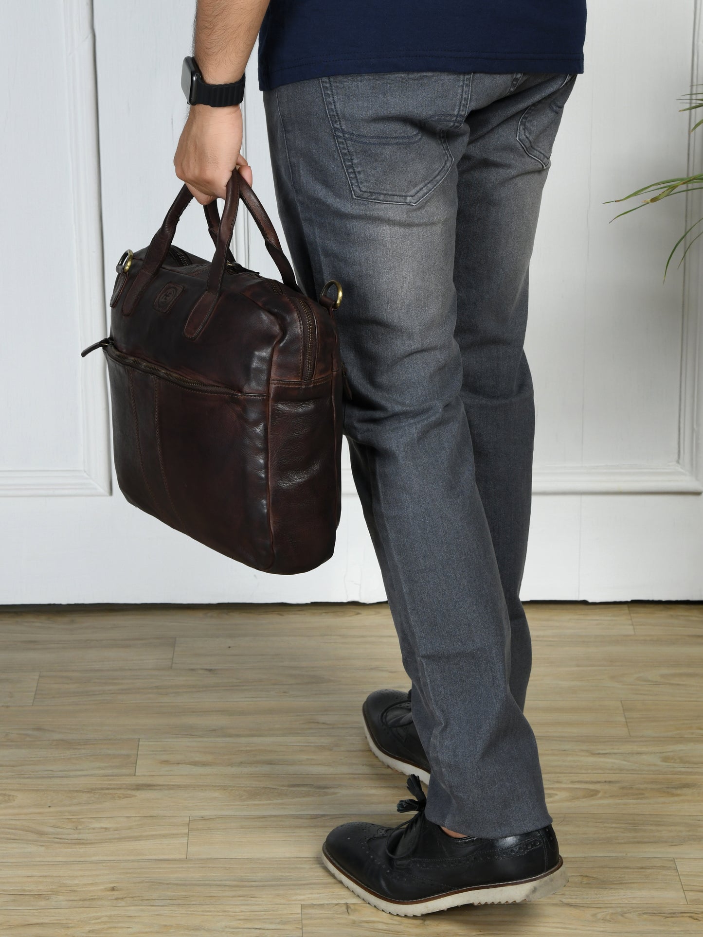 Dark Brown Vintage Leather Laptop Bag