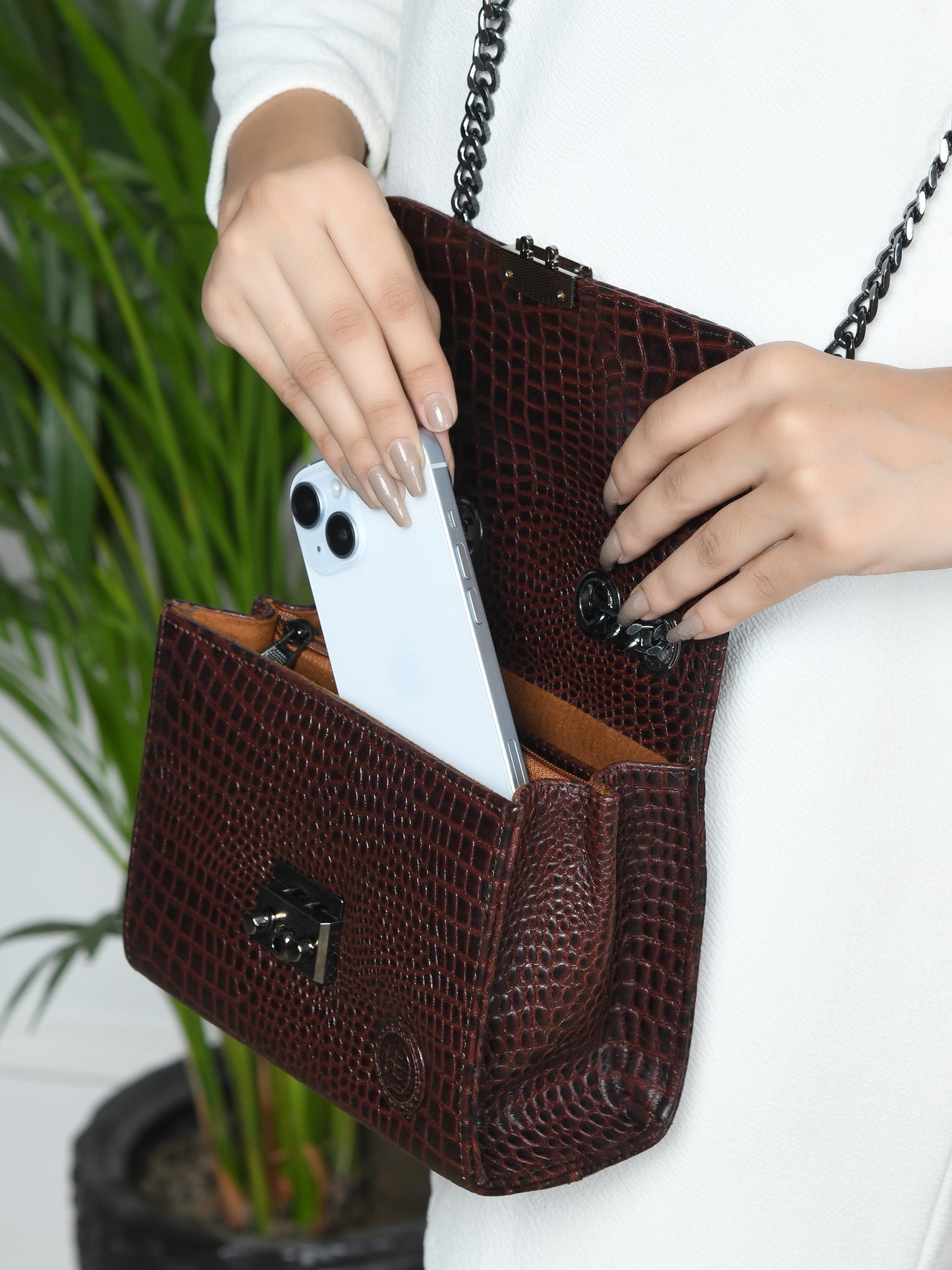 Croc Charm Crossbody Bag - Maroon