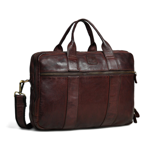 Pure Leather Laptop Bag - Dark Brown