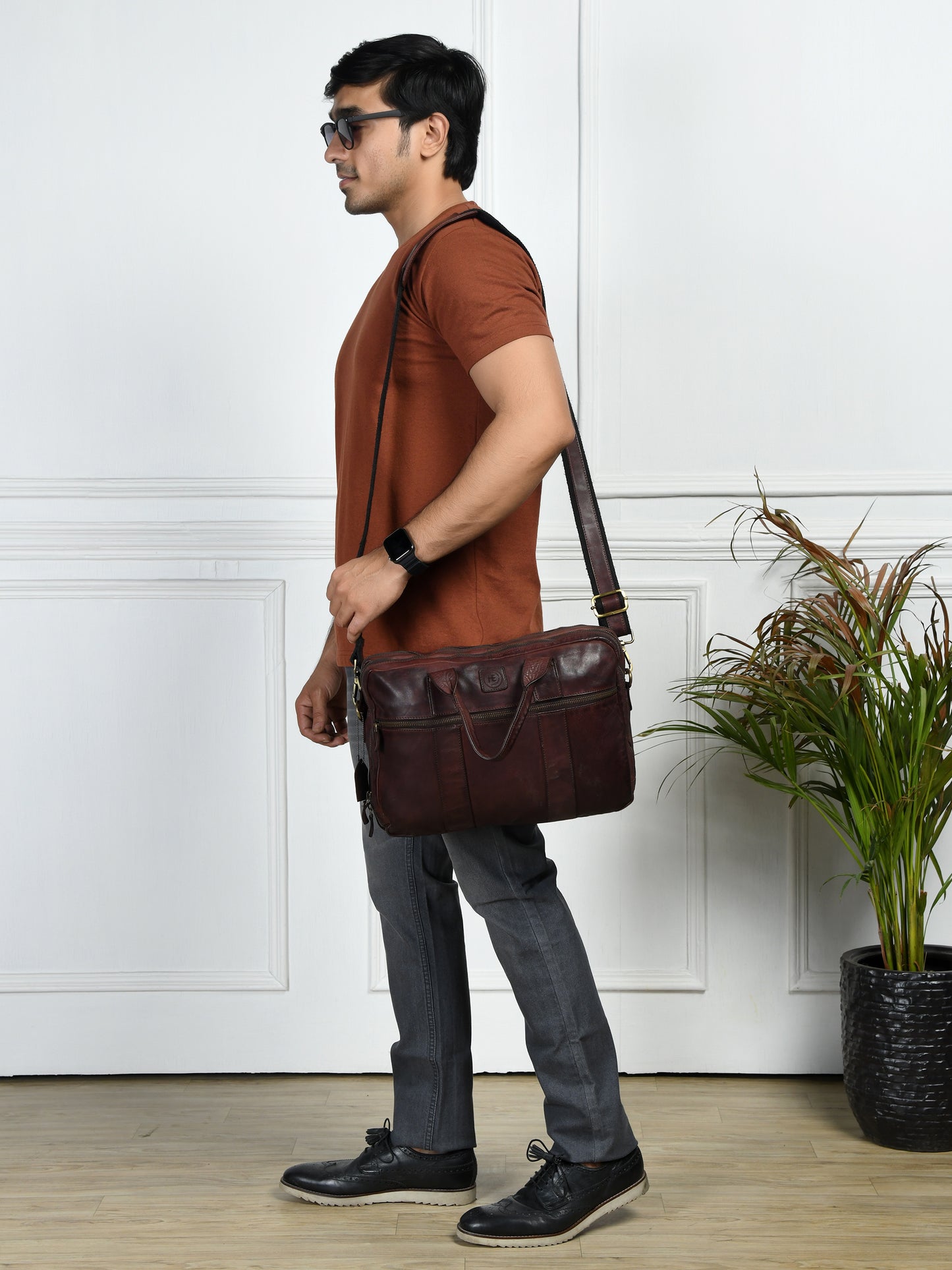 Vegan Leather Office Bag - Dark Brown