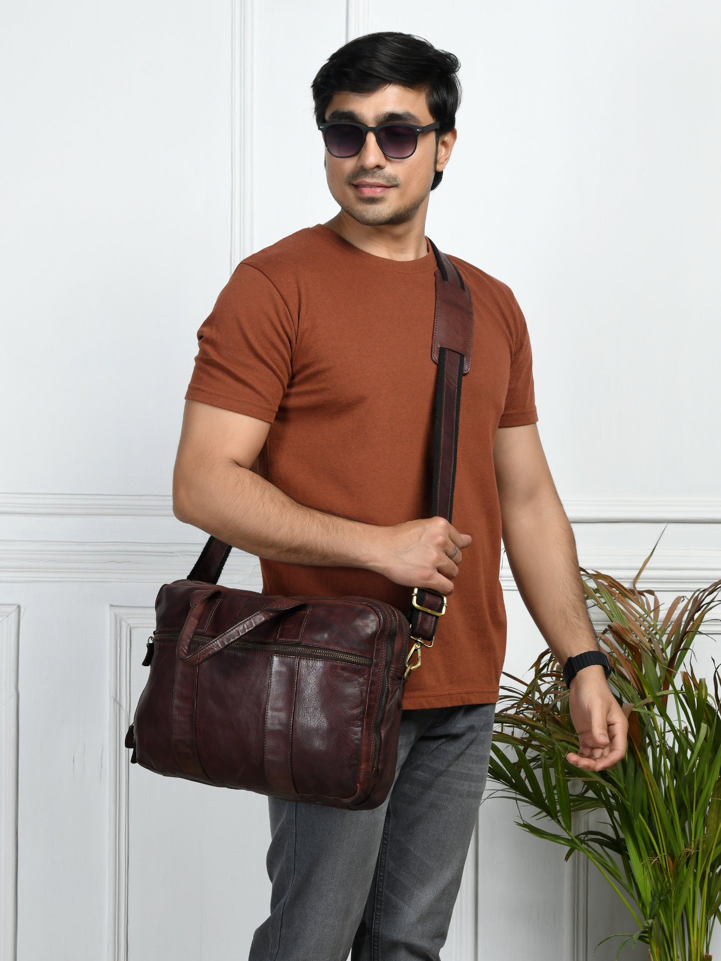 Vegan Leather Office Bag - Dark Brown