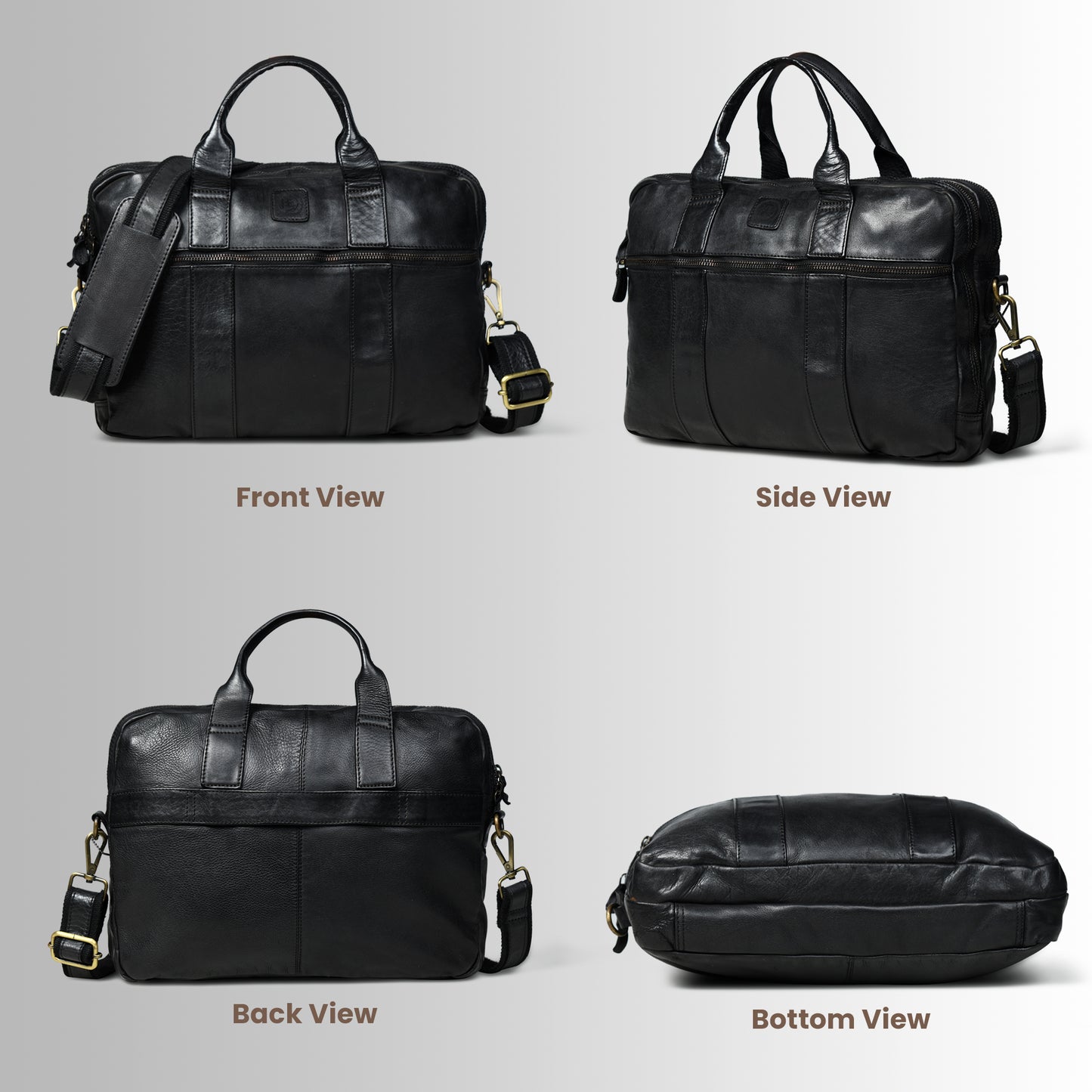 Vegan Leather Office Bag - Black