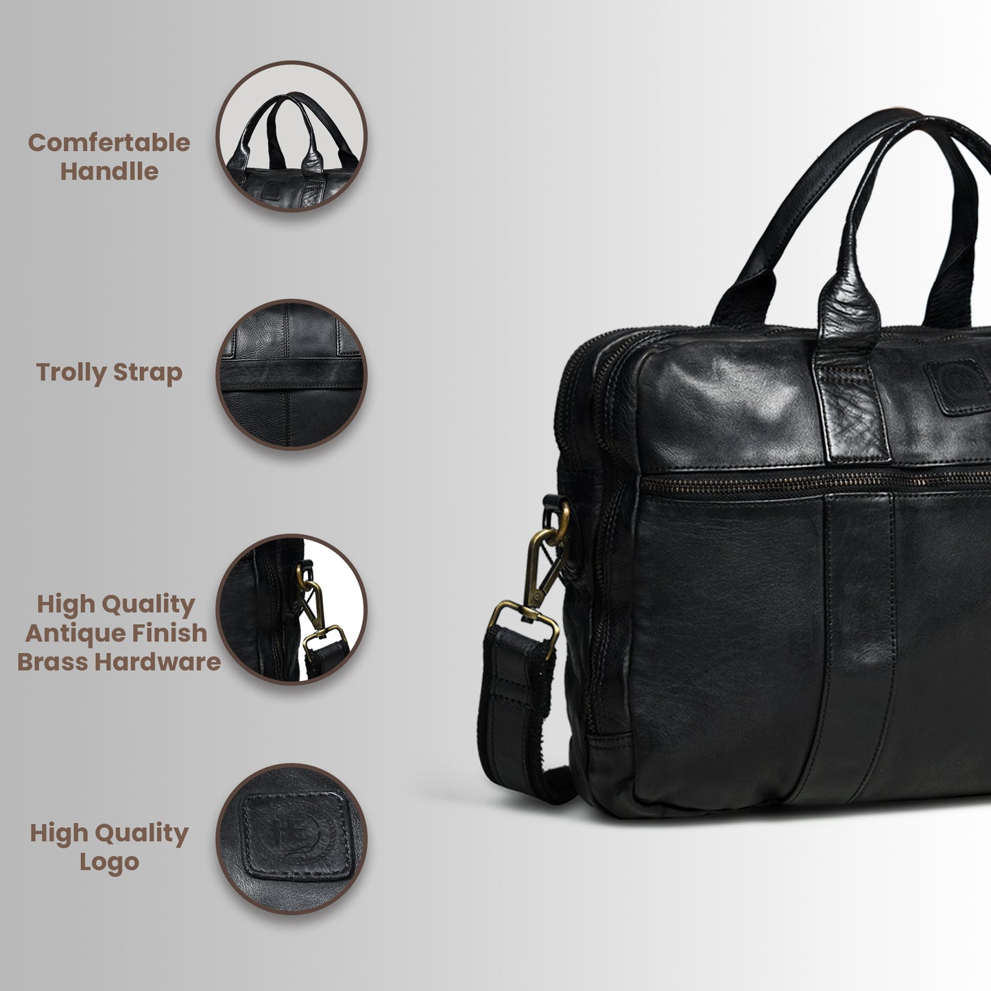 Vegan Leather Office Bag - Black