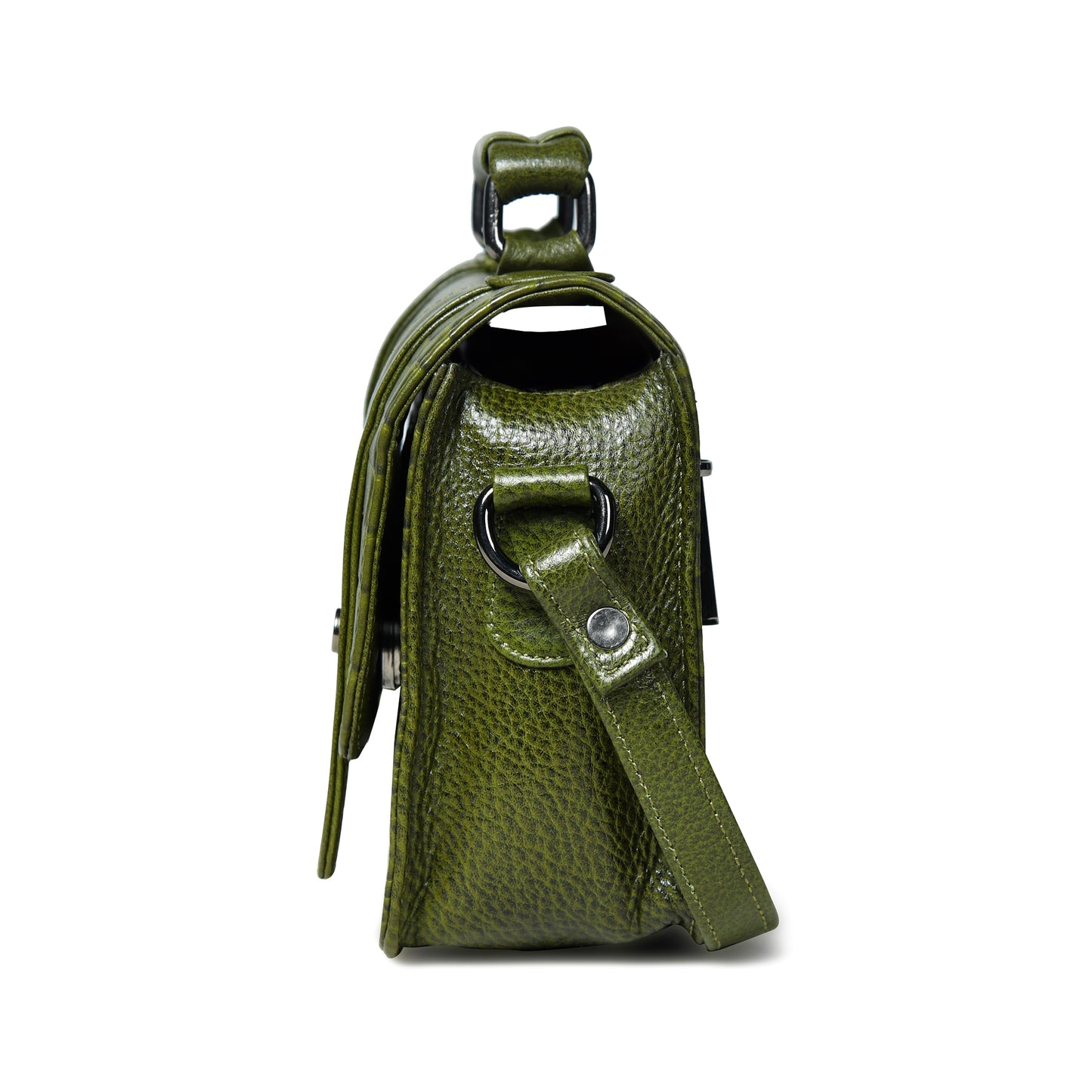 Petite Vintage Croco Leather Handbag - Green
