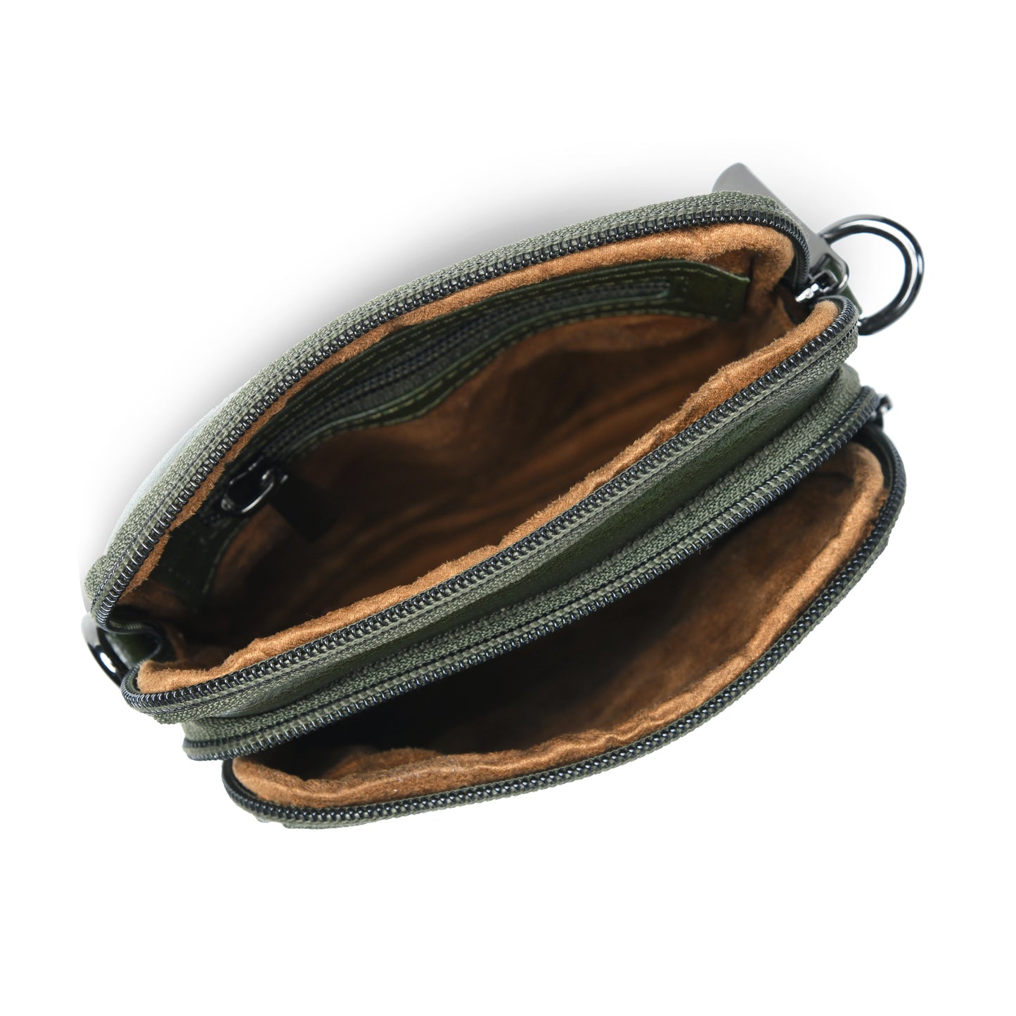 Classic Leather Mobile Sling Bag - Olive Green