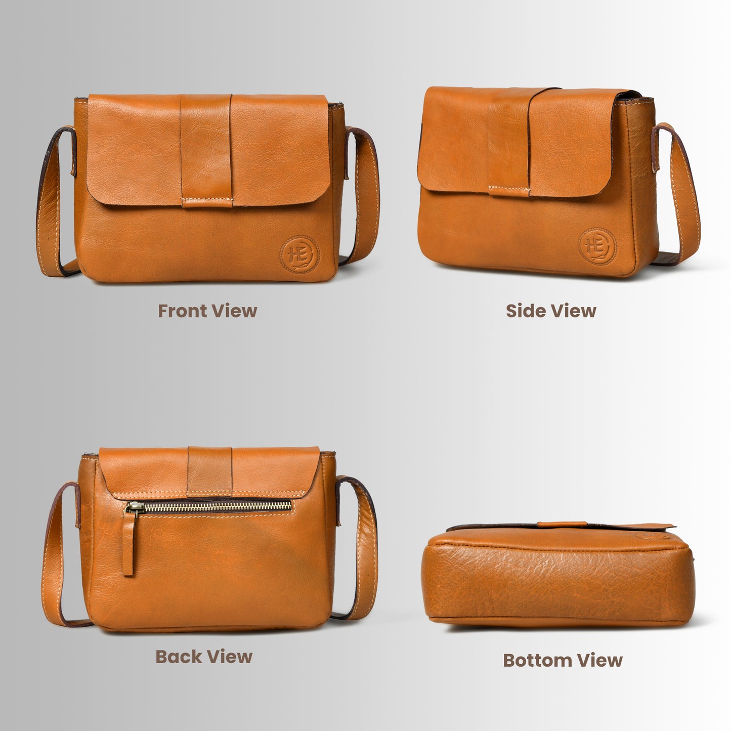 Minimalist Leather Bag for Women - Brown