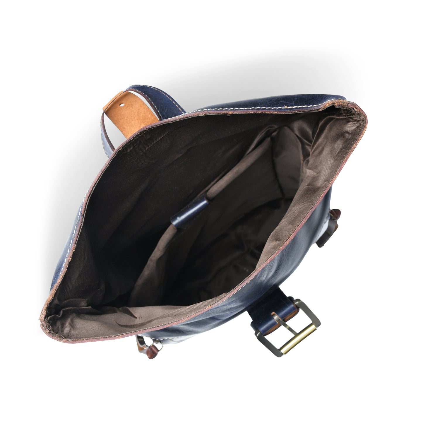 Nomad Roll Top Leather Backpack - Blue