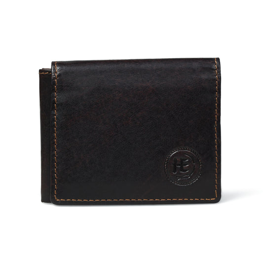 Folio Men's RFID Leather Bifold Wallet with Interior ID Window and Flip Panel