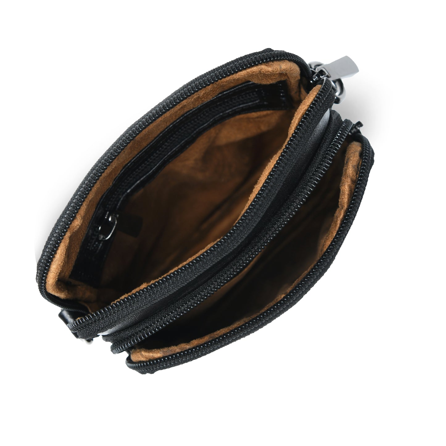 Classic Leather Mobile Sling Bag - Black