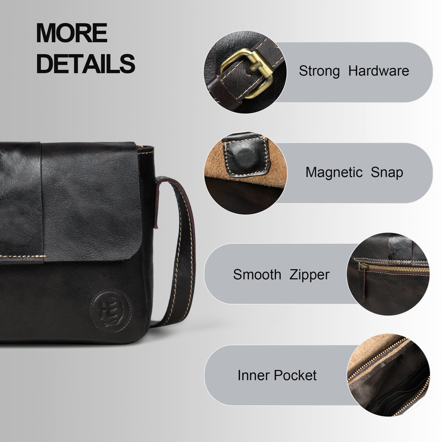 Minimalist Leather Bag for Women - Black
