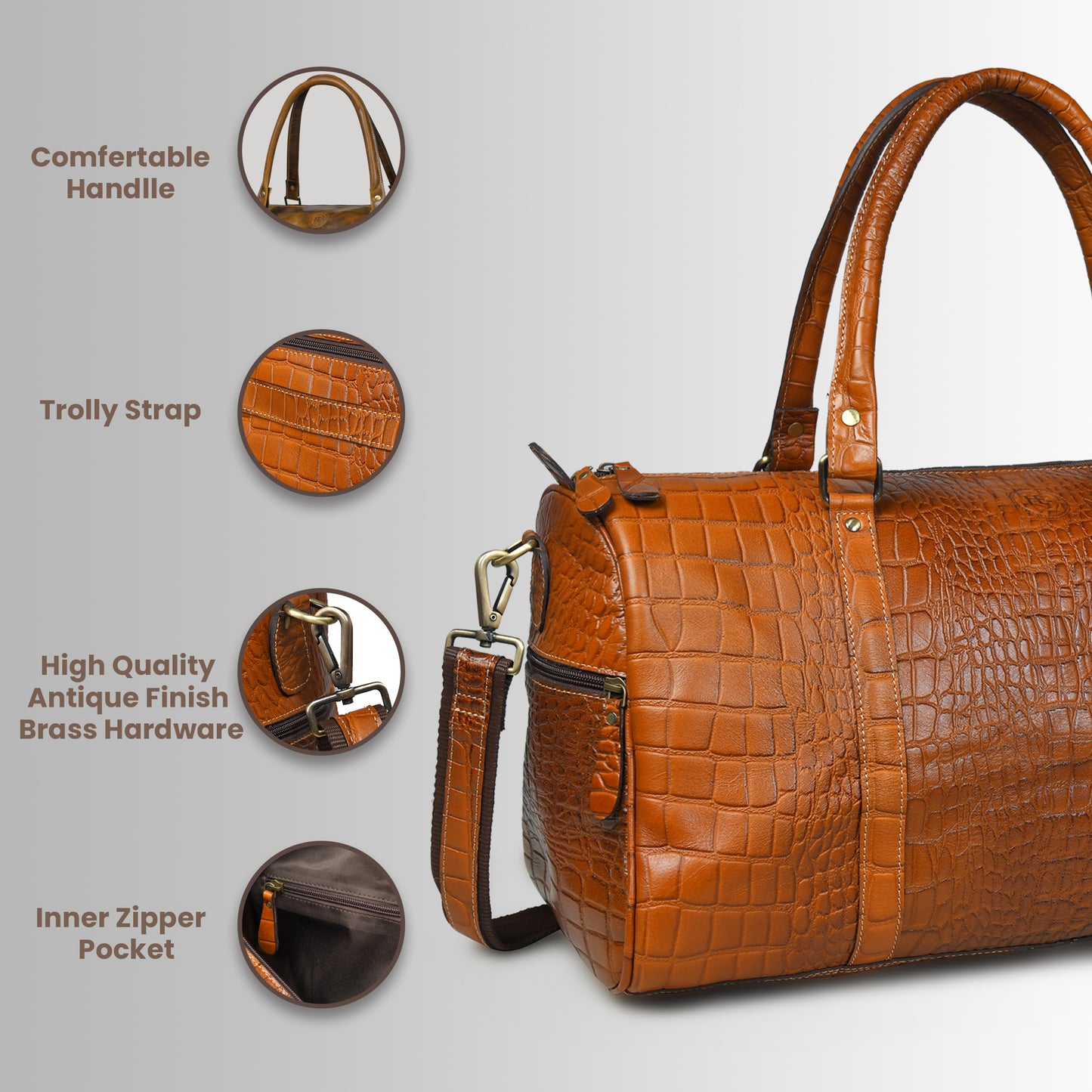 GrainGlow Traveler Duffle Bag - Brown