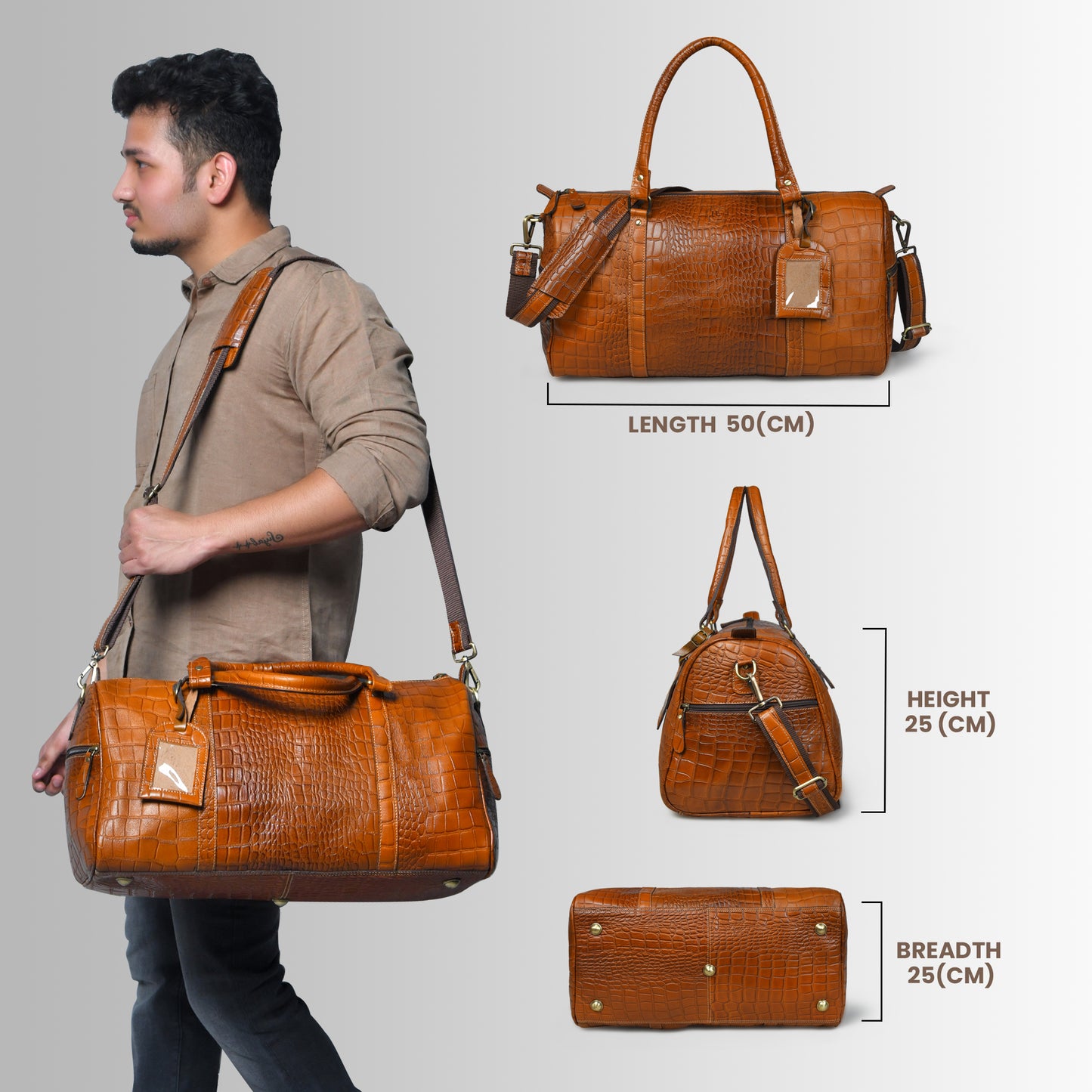 GrainGlow Traveler Duffle Bag - Brown