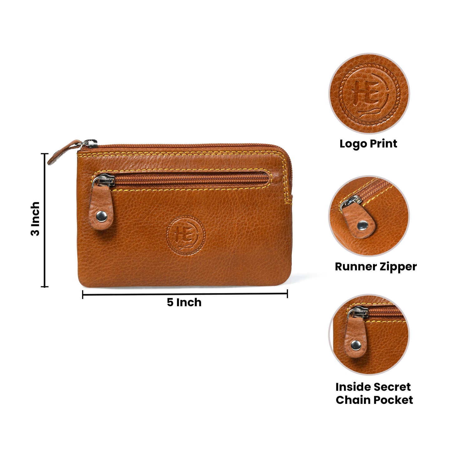 Rover Leather Pouch with Three Zip Pockets