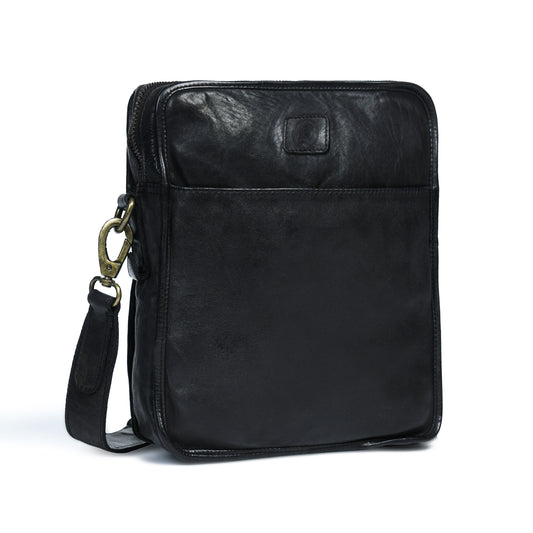 Leather Square Crossbody Bag - Black