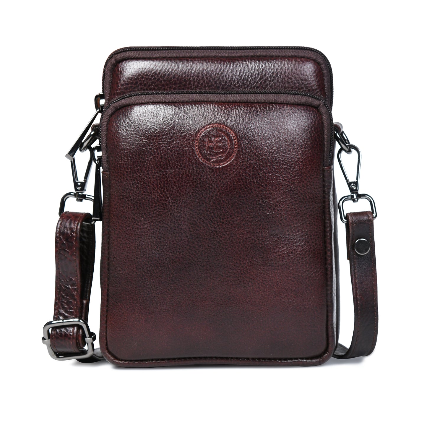 Classic Leather Mobile Sling Bag - Tan Brown