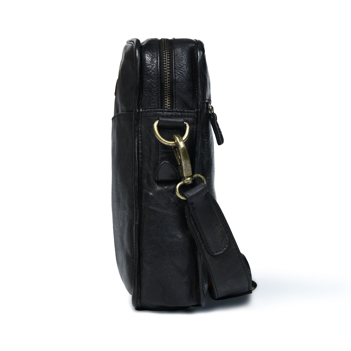 Leather Square Crossbody Bag - Black