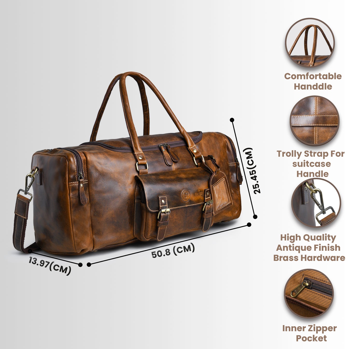 Voyager Leather Weekender Duffel Bag