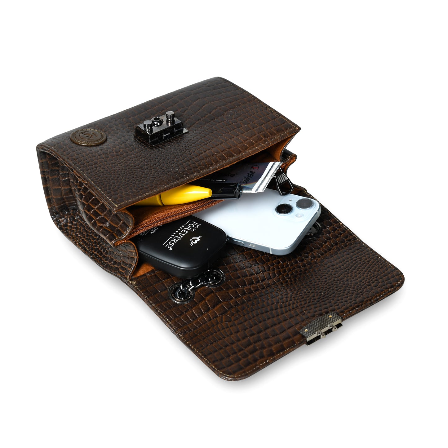 Croc Charm Crossbody Bag - Dark Brown