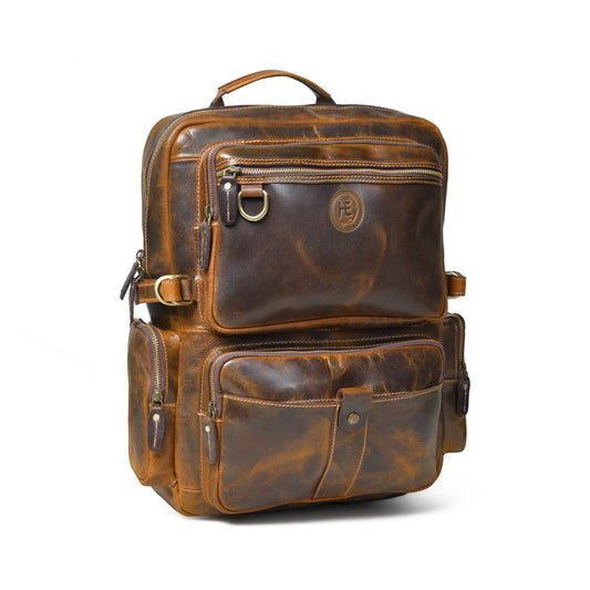 Vintage Trek Leather Backpack - Brown