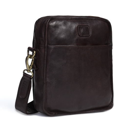 Leather Square Crossbody Bag - Dark Brown