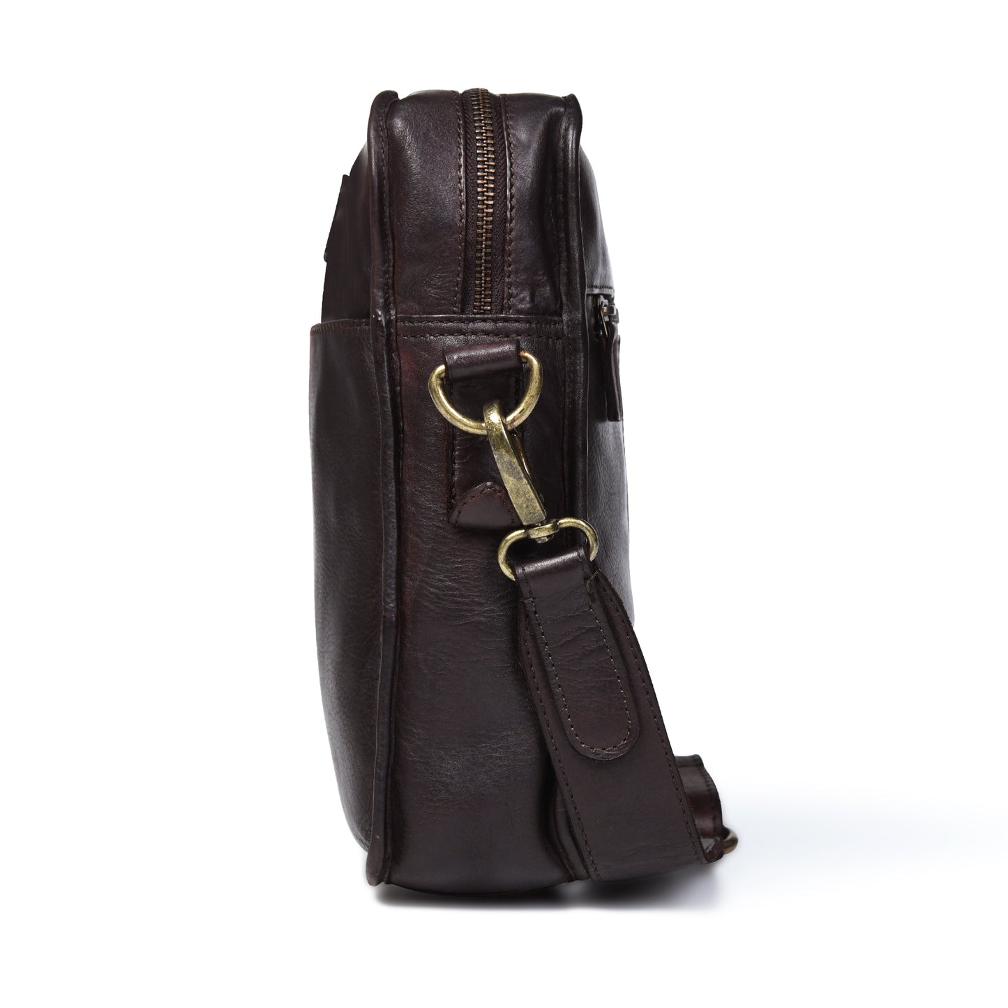 Leather Square Crossbody Bag - Dark Brown