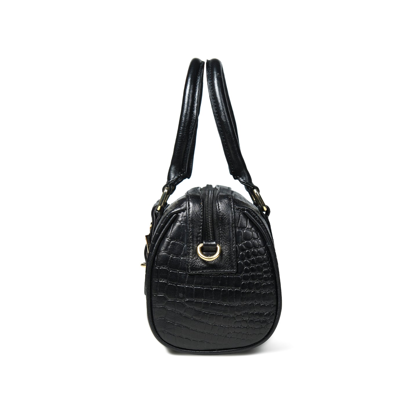 Textured Barrel Satchel - Black